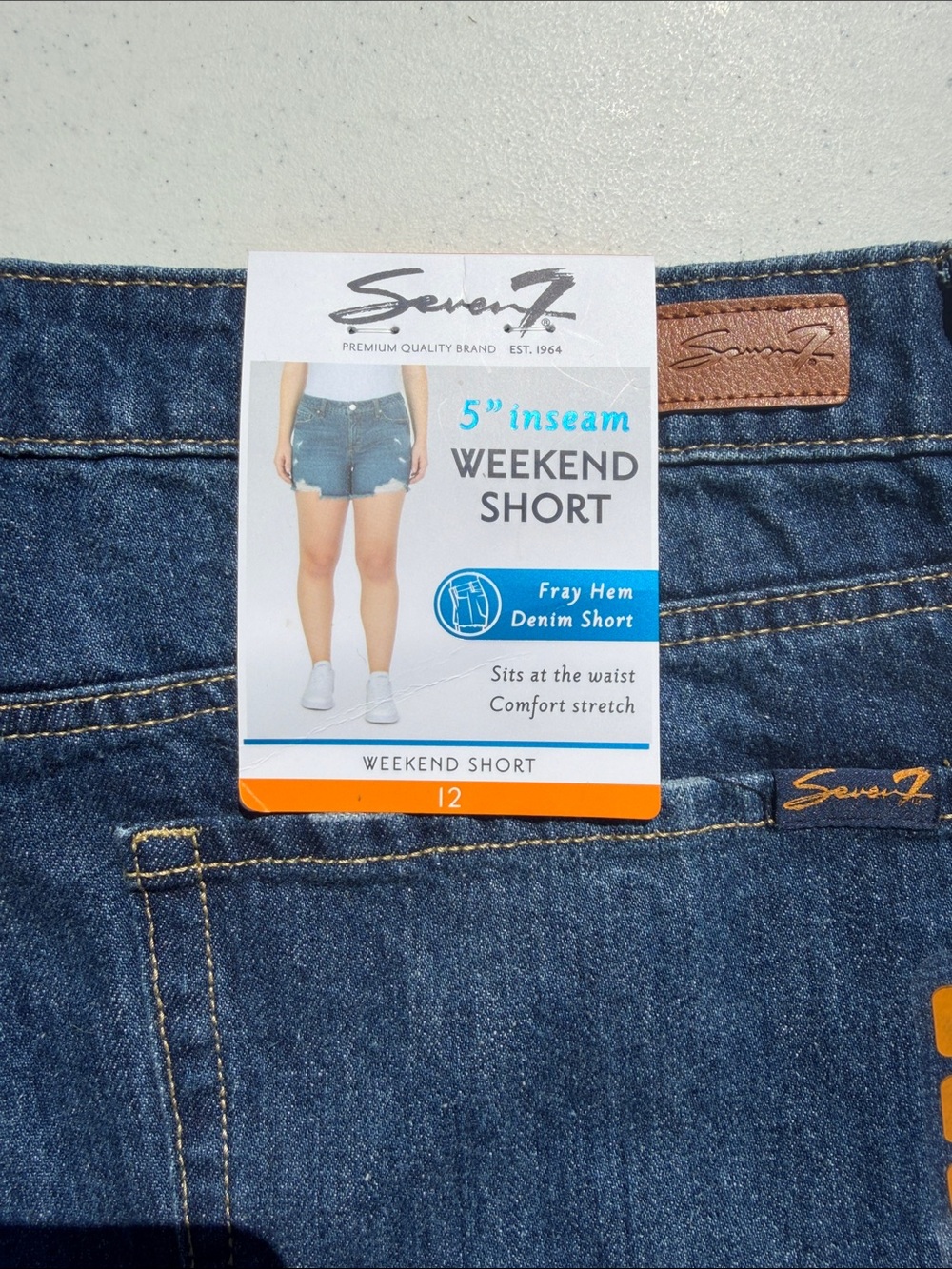 Seven7 Dark Blue Distressed Denim Shorts - Picture 2 of 3